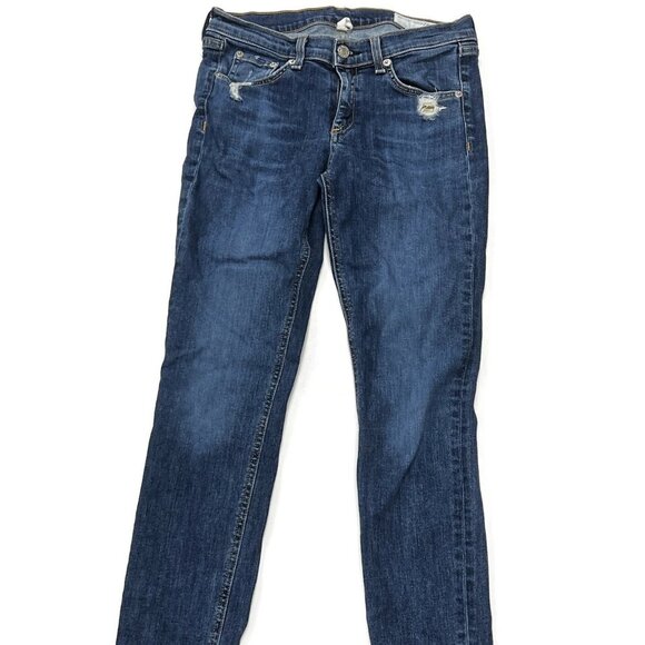 Rag & Bone Womens Skinny Jeans Womens 28 Blue Raw Hem USA Made Denim Pants - Picture 1 of 12